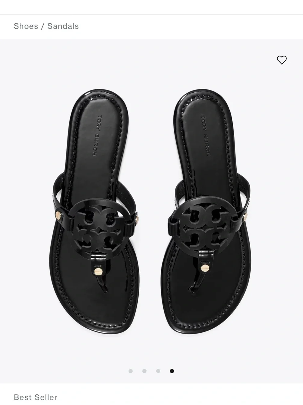 Tory Burch Black Logo Leather Thong Sandals